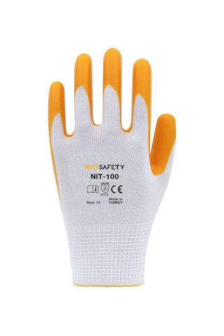 Nitril Kaplı Eldiven Sarı - Beyaz No: 8 - 9 - 10 Rm Nıt-100-10
