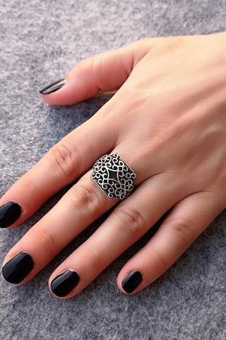 Motif Şekilli Kadın & Erkek Yüzük Gümüş Kaplama Ayarlanabilir El - 556943657 Çok Renkli