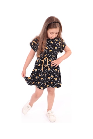 Toontoy Kız Çocuk Komple Princess Desenli Elbise Siyah