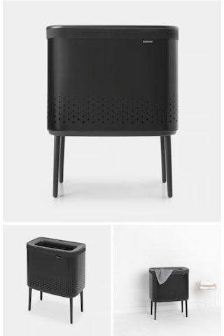 Brabantia Bo Matt Black Plastik Kapaklı Çamaşır Sepeti 60lt Siyah
