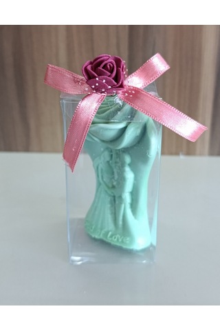 Kokulu Doğal Romantik Aşıklar Görünümlü Yeşil Renk Dekoratif Mum Açık Yeşil