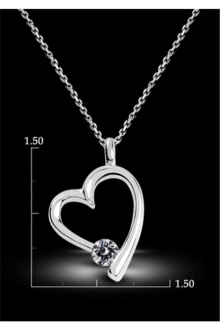 Kuyumcudukkani 4mm Zirconia Taşlı"kalp"kolye - 32112-w-w Beyaz
