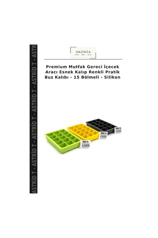 Premium Mutfak Gereci İçecek Aracı Esnek Kalıp Renkli Pratik Buz Kalıbı - 15 Bölmeli - Silikon Çok Renkli