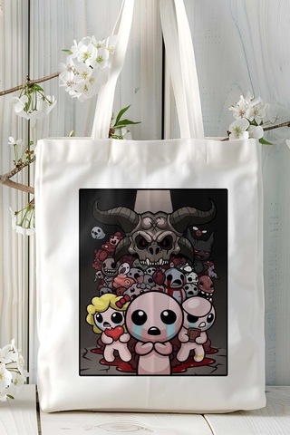 Art Hediye The Binding Of İsaac Oyun Baskılı Bez Çanta Omuz Çantası Kişiye Özel Model 5 Çok Renkli
