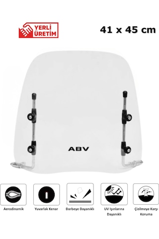 ABV Üniversal Şeffaf Siperlik 41 x 45 CM + Bağlantı Ekipmanı (Motosiklet Camı)