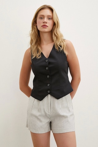 Never More Çizgili Cepli Şort Bej