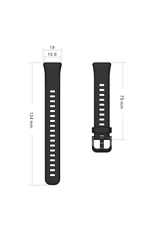 Ekılıf - Huawei Band 7 Uyumlu - Kordon Silikon Kordon Krd-71 - Siyah