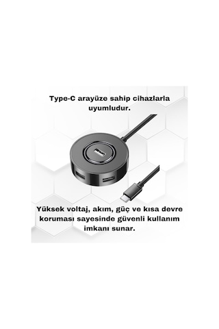Coofbe Jasoz 1.5 Metre 4in1 Type-c To Usb Çoğaltıcı Hub Type-c To 4x Usb3.0 Mouse Yazıcı Klavye Okuyucu