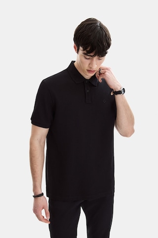 Backandbond Siyah Regular Fit Örme Polo Yaka Tişört