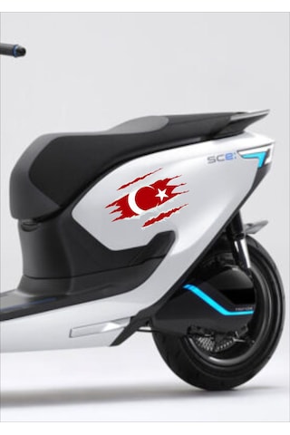 Yırtıklı Türk Bayrağı Sticker - Paçalı Türk Bayrağı Ay Yıldız Sticker - Araba Oto Mtosiklet Karavan Sticker - 00034 30x22 Cm