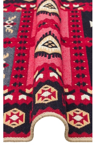 Arya Ar 28 Red %100 Geri Dönüşümlü Pamuktan Çift Taraflı Yıkanabilir Modern Dekoratif Kilim