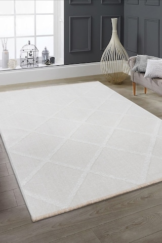 Rodney Vl Yıkanabilir Kaydırmaz Çift Taraf Pamuk Dokuma Beyaz Rix Premium Kalite Kilim Beyaz1