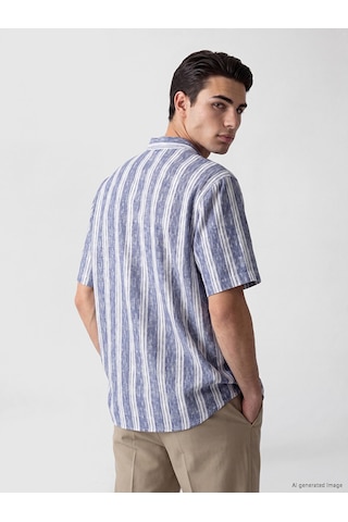 Lcwaıkıkı Classic Lacivert Regular Fit Çizgili Erkek Gömlek