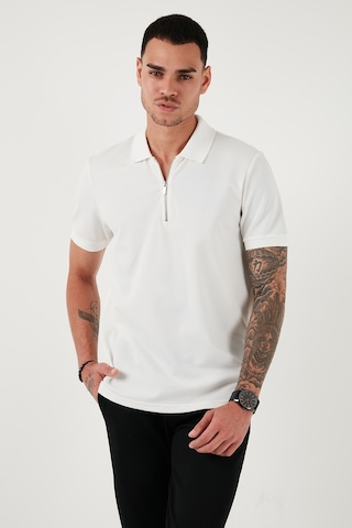 Buratti Pamuklu Regular Fit Fermuarlı Erkek Polo Yaka T Shirt 5902915 Beyaz