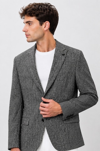 Bihan Store Erkek Ekose Model Çift Yırtmaç Tek Ceket 6 Drop 72105-gri 4