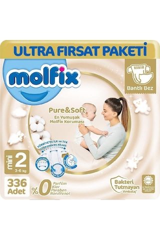 Molfix Pure Soft Ultra Avantaj Bebek Bezi 2 Beden 112x3 336 Adet 3'lü