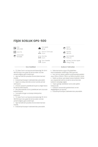 500 Ml. Fişek Sosluk Yağdanlık 10 Adet Şeffaf