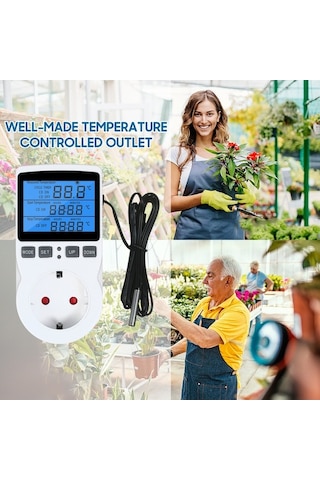 Besthome1 Priz Dijital Termostat Kontrol Cihazı, Lcd, Isıtma Soğutma Kontrol, Çıkış Fişi