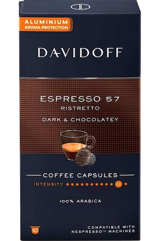 Davidoff Espresso 57 Ristretto Dark & Chocolatey Kapsül Kahve 10 x 10'lu