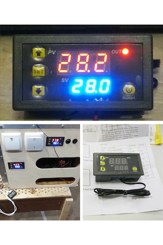 Qingmipy W3230 Mikro Sıcaklık Kontrol Paneli -55 C/+120 C, 0.1 C Doğruluk, Ntc Sensörlü, 10a Röle Çıkışı, 110-220vac