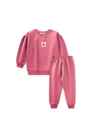 Cigit Etiket Detaylı Sweatshirt Takım 1-7 Yaş Mercan Mercan
