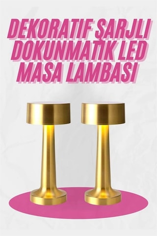 Altın Rengi Masa Ve Gece Lambası Dokunmatik Şarjlı Masa Lambası Diğer