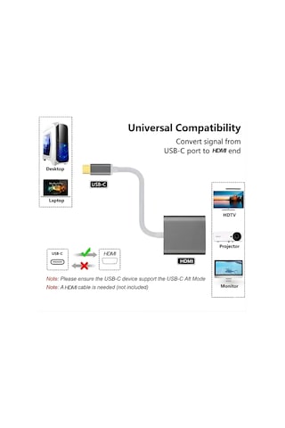 3.1 Type-c To Hdmı Adaptör Dönüştürücü 4k Monitör, Smart Tv, Projeksiyon Uyumlu