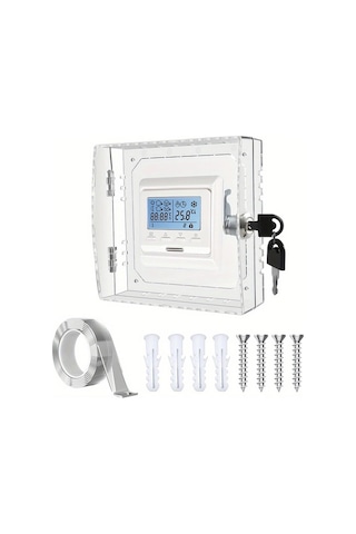 Motion003 1 Adet Anahtarlı Şeffaf Termostat Kilit Kutusu Şeffaf Hvac Koruma Kutusu 2 Güvenlik Anahtarı Dahil 16x15x6cm