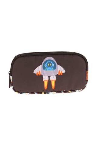 Kaukko Kids Siyah Beyaz, Roket Temalı, Erkek Çocuk Üç Bölmeli Okul Kalem Çantası - L8264 Siyah - Beyaz