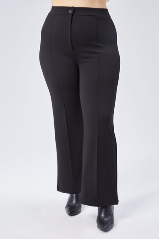 Unika Boutique Yüksek Bel Bol Paça Fermuarlı Büyük Beden Kadın Pantolon siyah