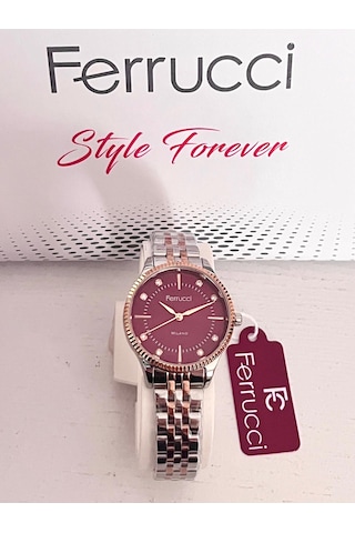 Ferrucci Fc59875 Retro Model Sade Şık Çelik Kordon Ve Kasa Kadın Kol Saati+bileklik Hediye Gümüş - Rose Gold