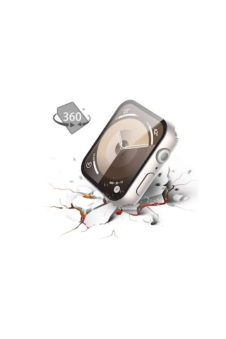 Apple Uyumlu Watch 45mm 7 8 9 Se Seri Starlight 360 Derece Koruma Ve Temperli Cam Ekran Koruyucu
