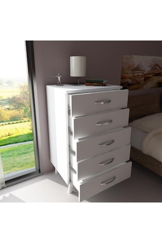 Dekorister Cemre 5 Çekmeceli Şifonyer Beyaz
