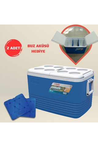 60 Lt Buzluk Termos ,2 Adet K-700 Buz Aküsü Hediye Mavi