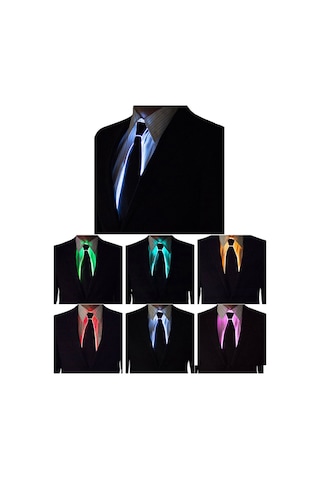 Tenfowee Mor Led Işıklı Kravat - Bar Ve Parti Atmosferi Dekoru, Poyester, Boyutu Ayarlanabilir, 480mm Uzunluk