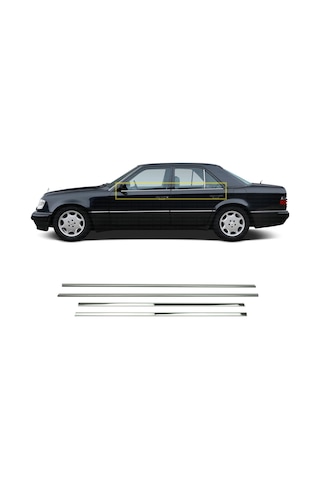 Mercedes E Klasse W124 Krom Cam Çıtası 4 Prç. 1984-1995 Paslanmaz