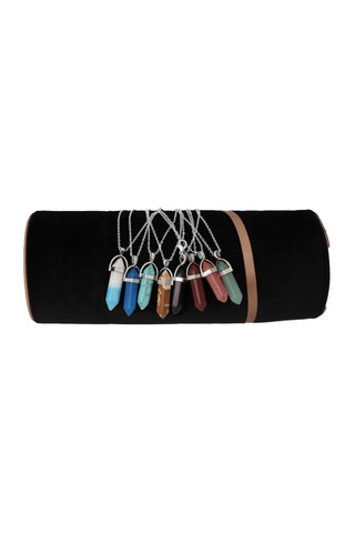 Kristal Kuvars Kalp Model Doğal Taş Kolye Ve Zincir Beyaz