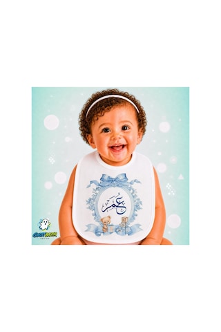 Ayıcıklı Keten Bebek Mama Önlüğü Yumuşak - Emici - Yıkanabilir - Özel Tasarım P006 Çok Renkli