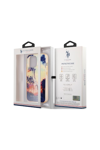 Apple Uyumlu iPhone 14 Pro Max Kılıf U.s. Polo Assn. Renkli Ağaç Baskılı Dizayn Kapak Gül Kırmızı