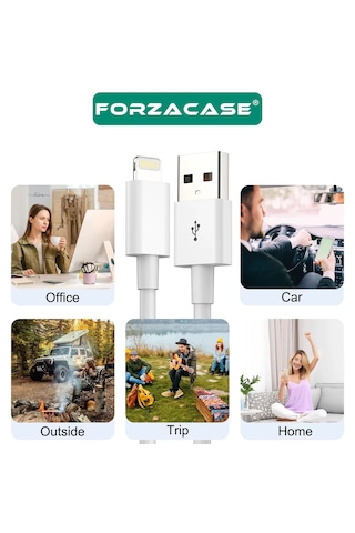 Forzacase Apple Uyumlu iPhone Lightning Usb Şarj Ve Data Kablosu 3a 5 Metre Beyaz - Fc1172 1 Adet