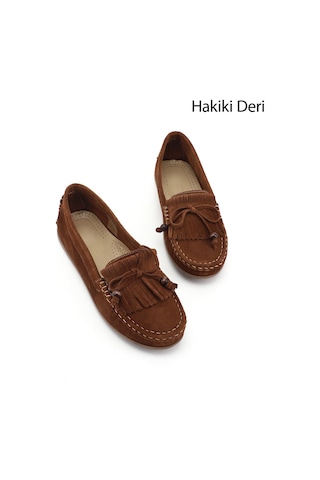 Gönderi(R) Gönderi R Kadın Taba Süet Fiyonklu Hakiki Deri Comfort Loafer Dyza86037180