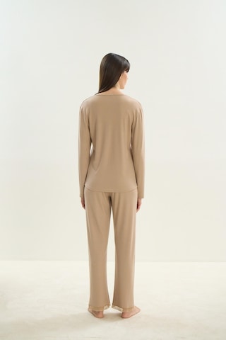 Kadın Uzun Kol Bej Mlelanj Pijama Takım C4t9n0o61 001
