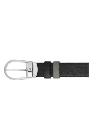 Montblanc At Nalı Tokalı Orta Boy 30 Mm Çift Taraflı Deri Kemer 2 Gri