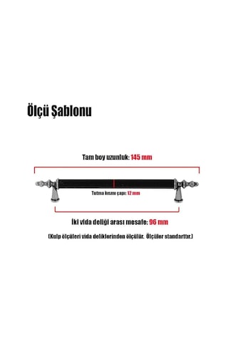Lüx Ovacık Çekmece Dolap Kapak Kulpu Kulbu 96 mm Mat Siyah Metal