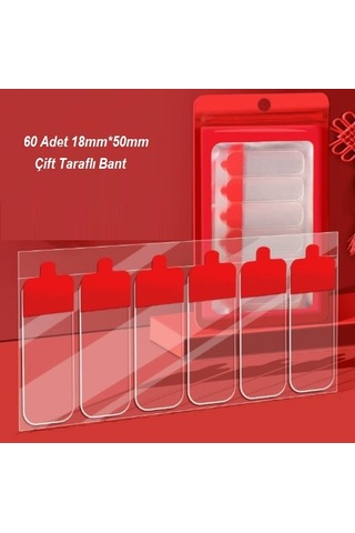 Kaydırmaz Bant 60 Parça Kolay Açılır Güçlü Çift Taraflı Bant 18mm 50mm