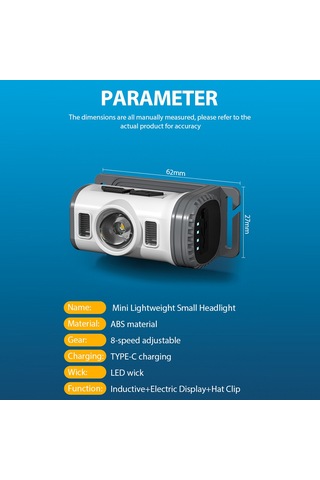 Geeksen Led Şapka Klips Lambası, 8 Işık Modu, El Hareketi Sensörü, 360 Derece Dönebilen, Kırmızı-mavi Uyarı Işığı, Dış Mekan Balıkçılık Kamp İçin, Dahili Li-pol Batarya Şarj Aleti Yok Çok Renkli