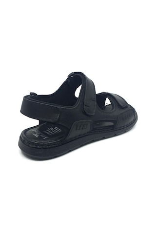 Luis Figo %100 Deri Ortopedik Yazlık Rahat Erkek Ayarlanabilir Sandalet Terlik 39-49 Siyah