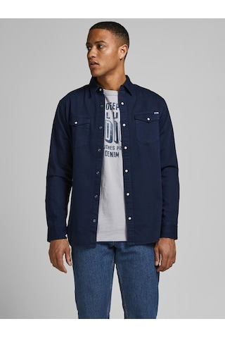 Jack Jones Erkek Denim Gömlek Jjesherıdan 12138115 Lacivert