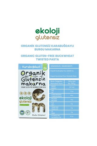 Organik Glutensiz Makarna Karabuğdaylı Burgu 200 Gr