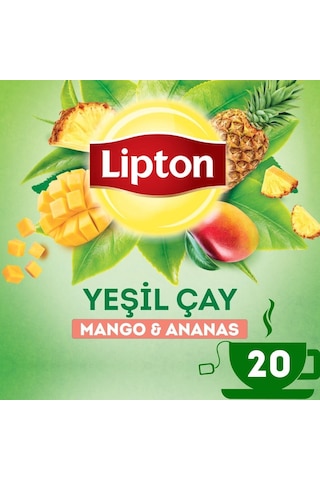 Lipton Mango Ve Ananaslı Tropikal Bardak Poşet Yeşil Çay 20'li Paket X 4 Adet